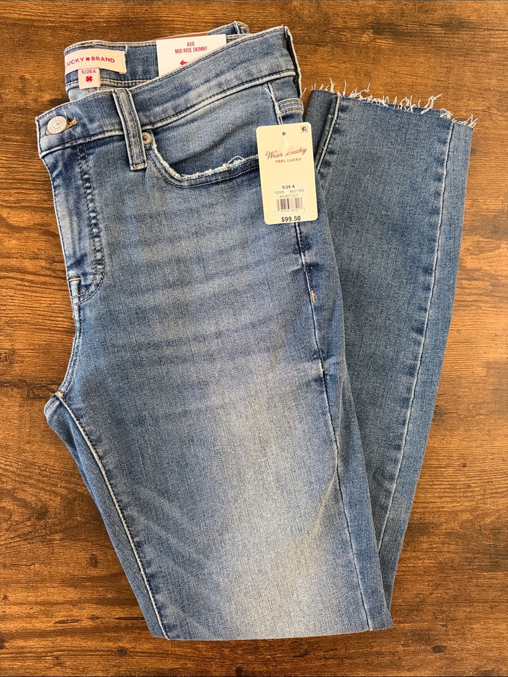 Lucky Ava Mid Rise Skinny Raw Hem Ankle Jeans
